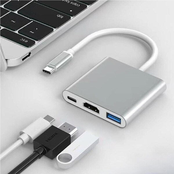 Type C to USB-C HDMI USB 3.0 Adapter Converter Cable 3 in 1 Hub For MacBook Pro