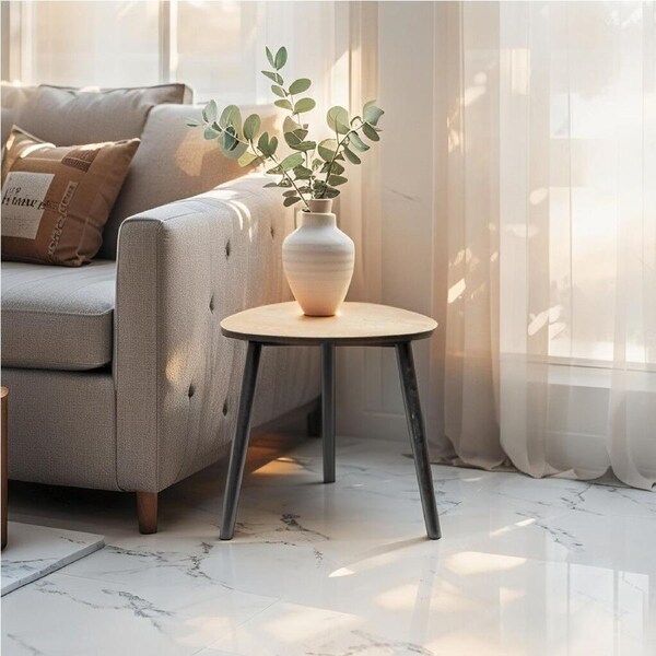 Round 40cm Wooden 3-Legged Black Stool/Side Table