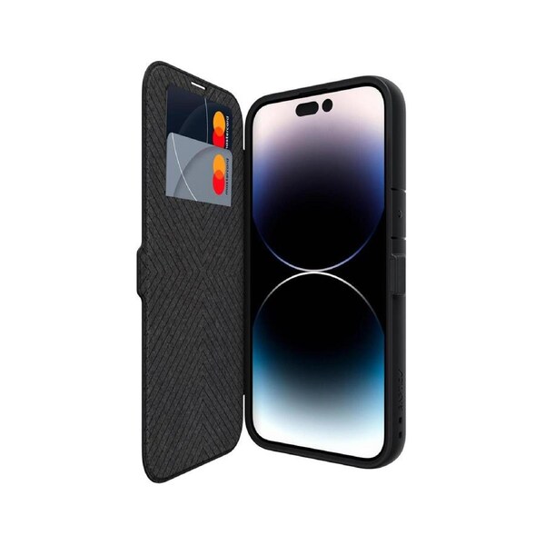 Raptic Urban Slim Leather Folio Case w/ Card Slot For Apple iPhone 15 Pro Black