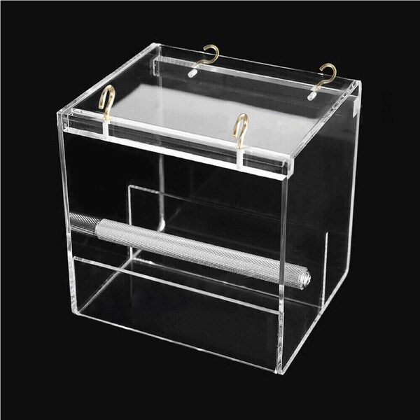 Acrylic Automatic Parrot Feeder No Mess Bird Cage Seed Feeding Container Box