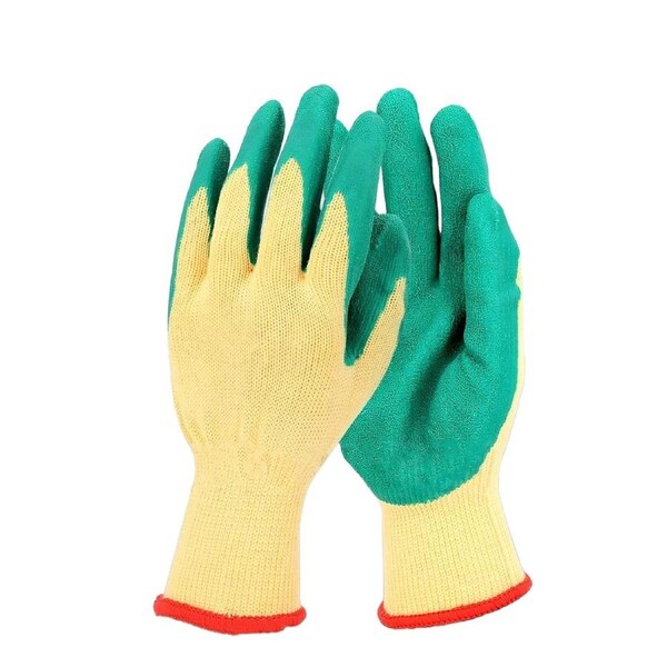 Rubber Coated Glove Cotton Knit Work Gloves Non Slip Heavy Duty - 12 Pairs