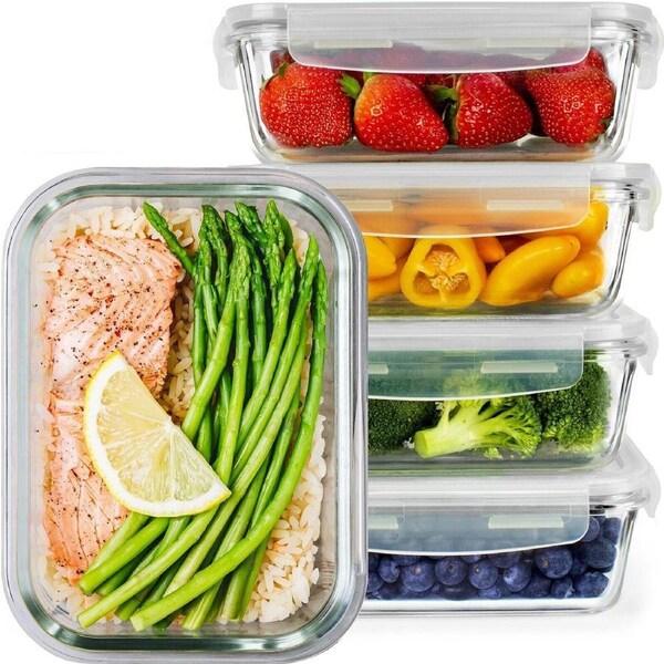 Glass Meal Prep Containers Glass Storage Containers With Lids Airtight - 5 Pack