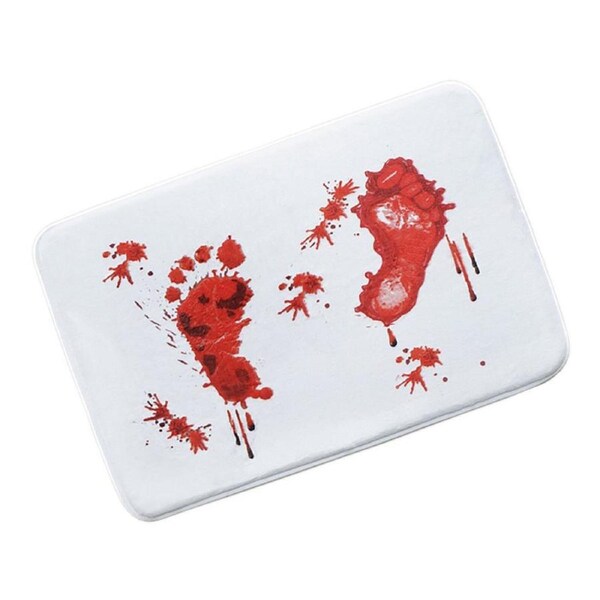 Halloween Blood Bath Mat Bloody Footprint No Changes Color When Wet Non-Slip Rug