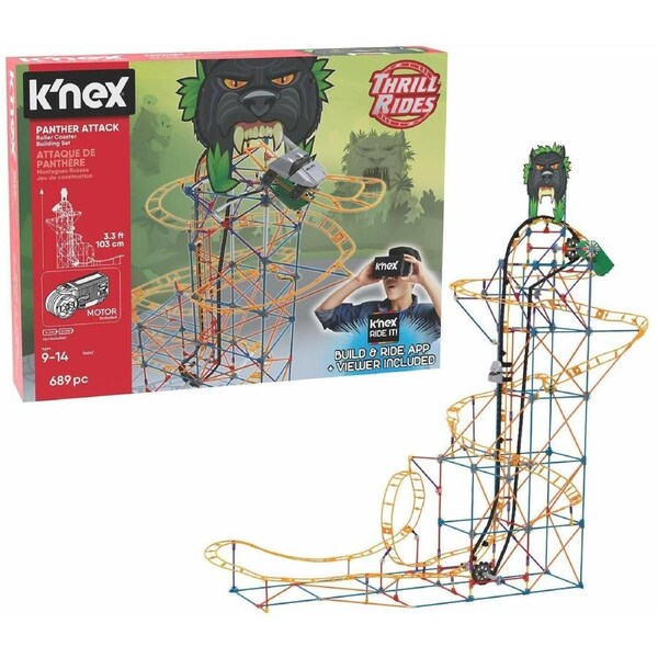 KNEX Panther Attack Roller Coaster Building Set with Ride it App 9+ Toy Build