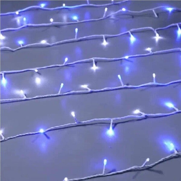 400 BLUE to WHITE Flicker Led Fairy Lights White Cable