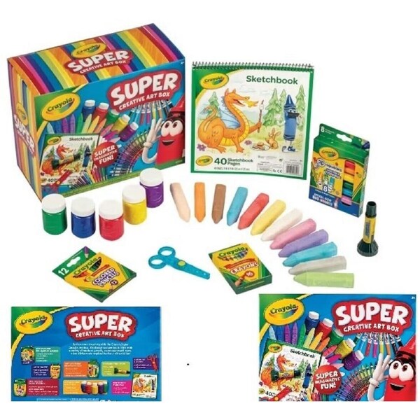 Crayola Super Creative Art Box Washable Markers Crayons Pencils Chalk Glue Paint