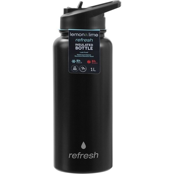 Lemon & Lime Refresh 1L Insulated Bottle Drinking Flask Tumbler w/ Straw Assort