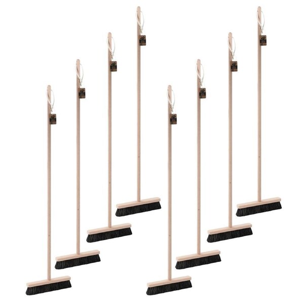 8x Boxsweden Beech Indoor Broom Home Sweeper w/ Handle Floor Cleaner Natural