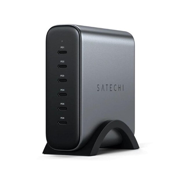 Satechi USB-C 200W USB-C 6-Port GaN Charger Adapter For MacBook Pro Space Grey