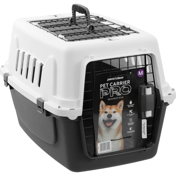 Paws & Claws 58.5cm Pet Dog Carrier Travel Kennel Crate w/ Metal Door Medium