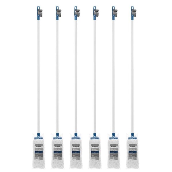 12x Boxsweden Clean Heavy Duty 120cm Cotton Mop w/ Handle Home Floor Cleaner WHT