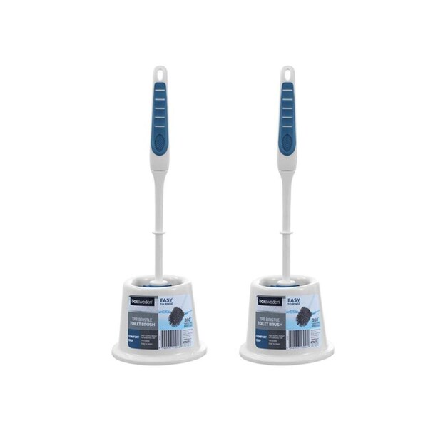 2x Boxsweden 40cm Toilet Brush w/ Storage Holder Set Bathroom/Bath Cleaner White