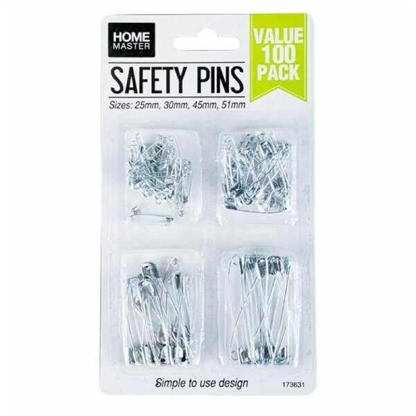 Safety Pins Mixed Size Silver 100pcs Sewing Craft Jewellery Baby Nappy Pins