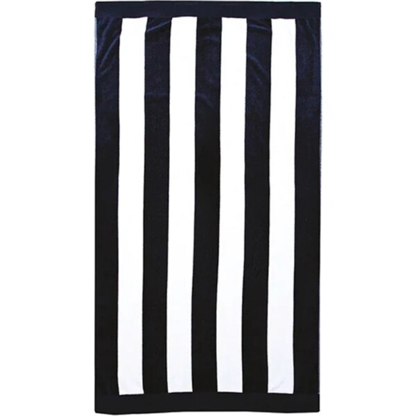 Bambury Classic Stripe Velour Beach Towel - Navy 95 x 175cm