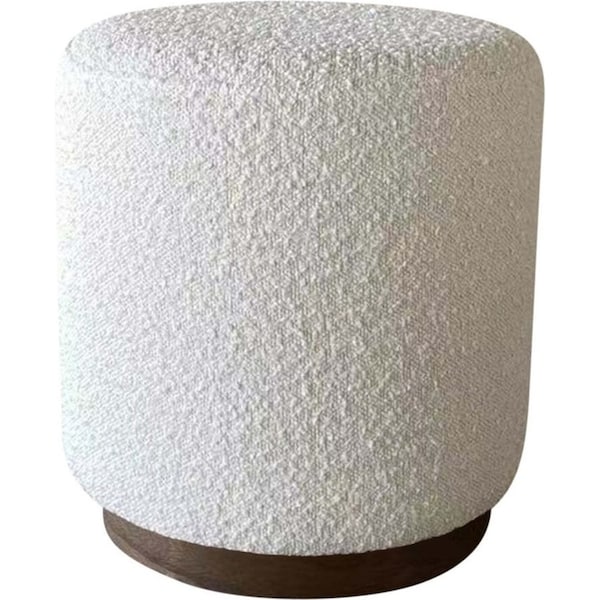 J.Elliot Home Senora 41x44cm Round Ottoman Stool Footrest Lounge Chair Ivory