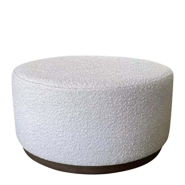 J.Elliot Home Senora Round 80x41cm Ottoman Chair Foot Stool Seat Footrest Ivory