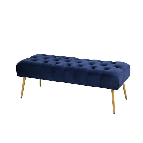 J.Elliot Home Roxanne 122x44cm Velvet Bench Seat Decor Rectangle Navy & Gold
