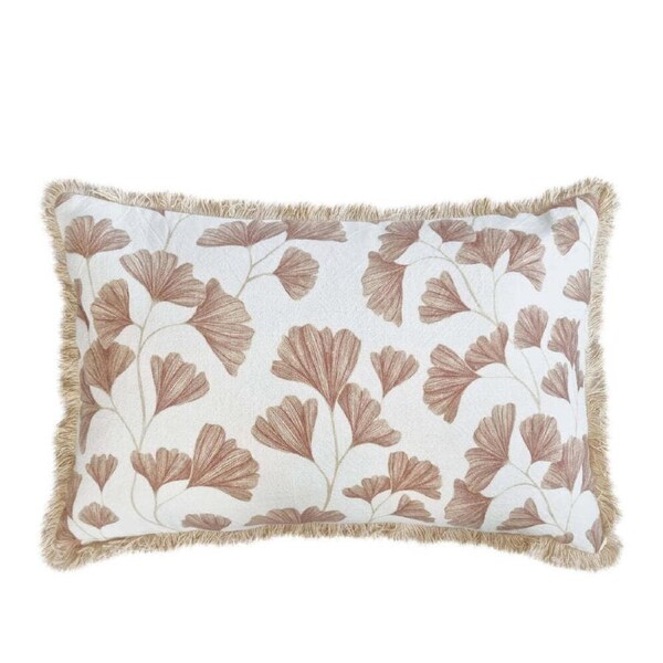J.Elliot Home Ginkgo 35x55cm Cushion Pillow Rectangle Decor Warm Taupe & Ivory