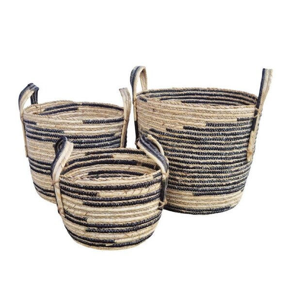 J.Elliot Home Omari 25/30/35cm Seagrass Basket Storage Organiser Black & Natural