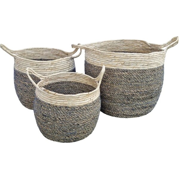 3pc J.Elliot Home Aurora 25/30/35cm Storage Basket Seagrass Organiser Set NATRL