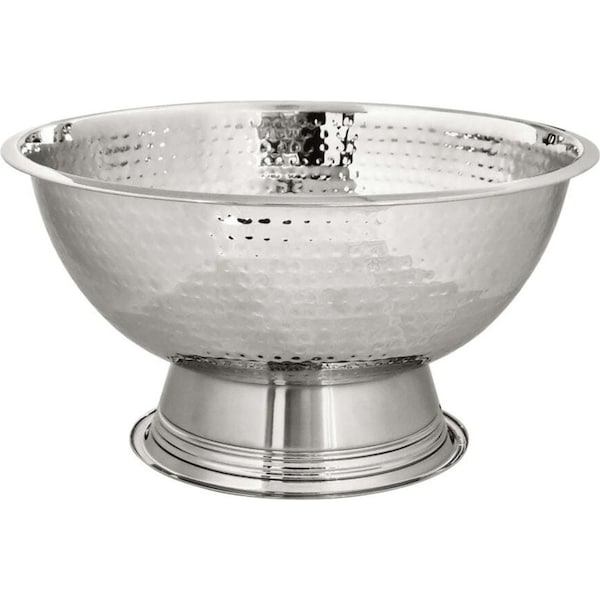 J.Elliot Home Alfie 40cm Stainless Steel Champagne Bowl Storage Hammered Chrome