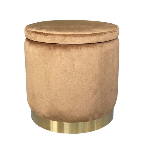 J.Elliot Home Roxanne 40x41cm Velvet Stool Chair Seat w/ Storage Sand & Gold