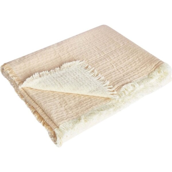 J.Elliot Home Hayley 130x160cm Cotton Throw Blanket Decor Warm Taupe & Cream