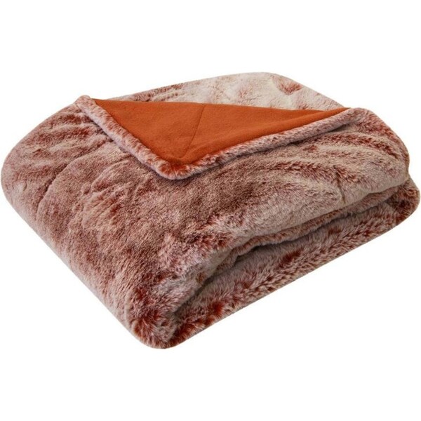 J.Elliot Home Archie Faux Fur 130x160cm Throw Blanket Bedding Decor Terracotta