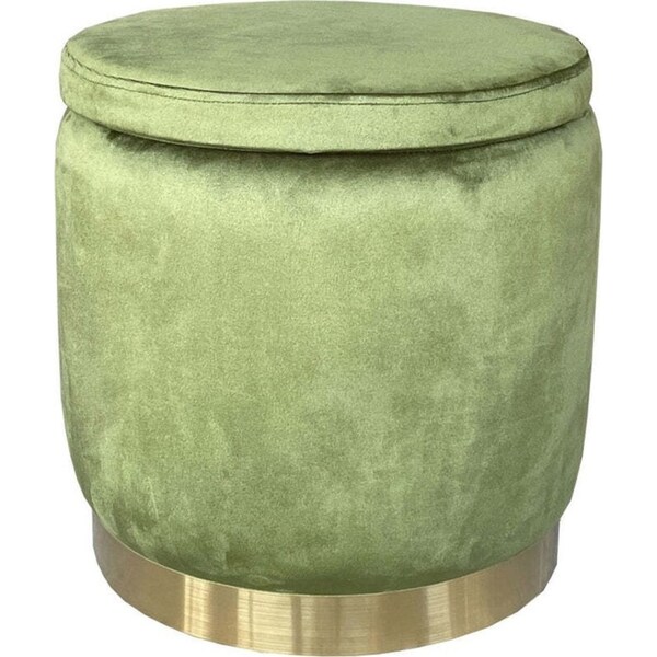 J.Elliot Home Roxanne 40x41cm Velvet Stool Chair Seat w/ Storage Olive & Gold
