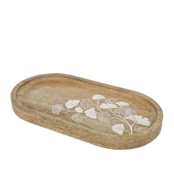 J.Elliot Home Ginkgo Oval 30x16cm Serving Tray Board Platter Mango Wood Natural