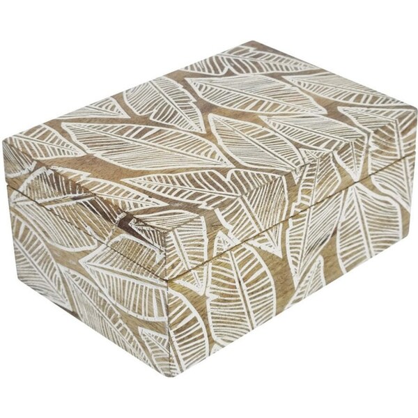 J.Elliot Home Maya Rectangle 10x15cm Wood Trinket Box Storage Decor Natural