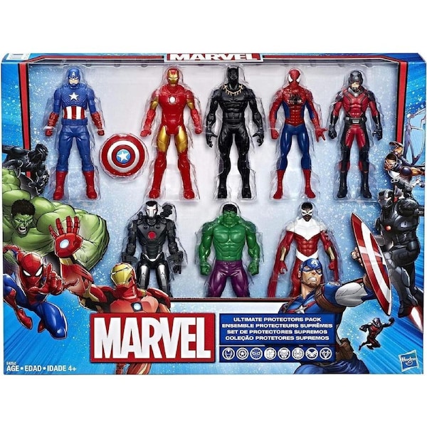 Marvel Avengers 8 Pack Action Figures Iron Man Hulk Black Panther Hero Spider