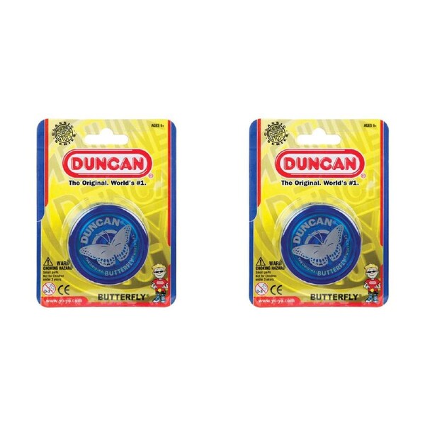 2x Duncan Yo Yo Beginner Kids/Children Classic Round Toy 6y+ Butterfly Assorted