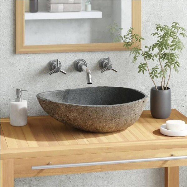 Natural Stone Wash Basin Vanity Counter Sink Bathroom Washbasin Oval Hand Bowl