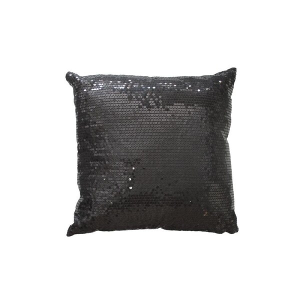 Black Sequined Square Filled Cushion 43 x 43 cm