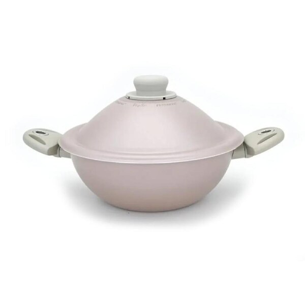 Pensofal VapSi Wok 2 Handles, Tray, Fork & Lid, Rose Pink