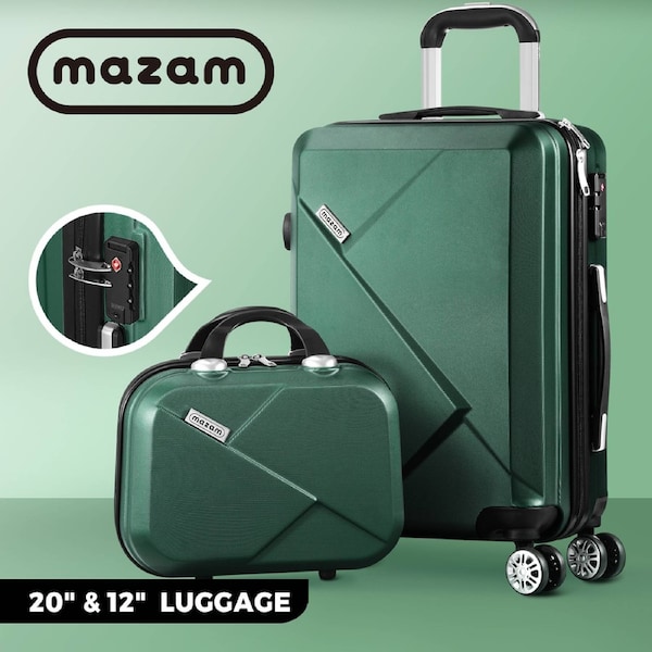 Mazam 2PCS Luggage Suitcase Trolley Set Travel TSA Lock Storage Hard Case Green