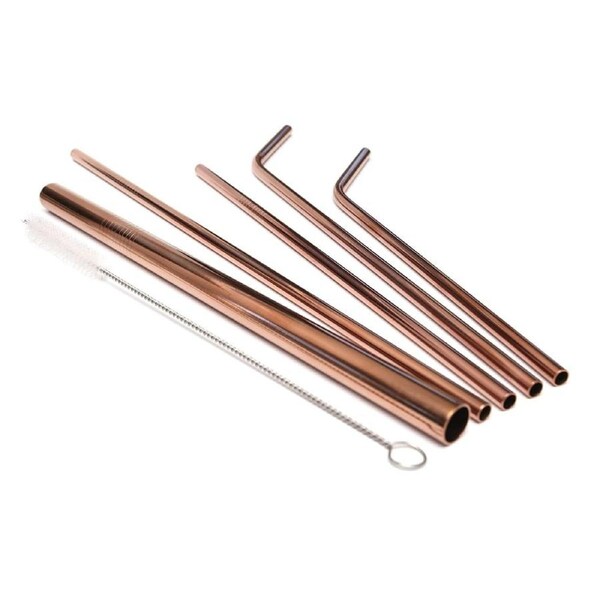Activated Eco RoseGold S/Steel Straw Set