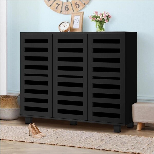 ALFORDSON Shoe Cabinet 30 pairs Storage Rack Black