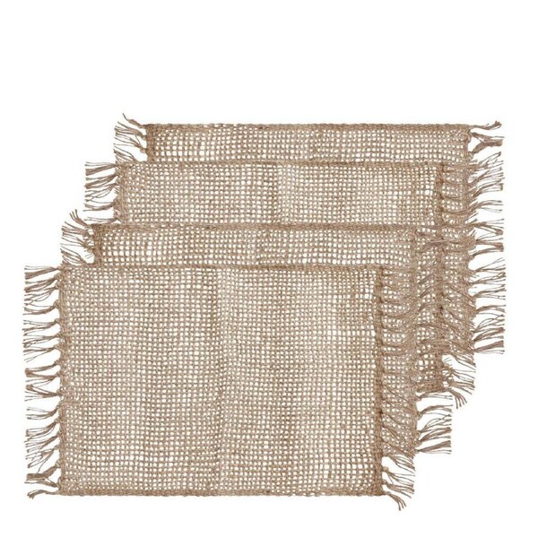 4PK J.Elliot Home Rowan 33x48cm Jute Placemat Table Protector Rectangle Natural