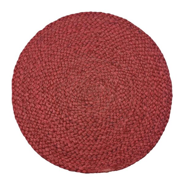 4PK J.Elliot Home Madden 35cm Jute Placemat Table Protector Round Dusty Red