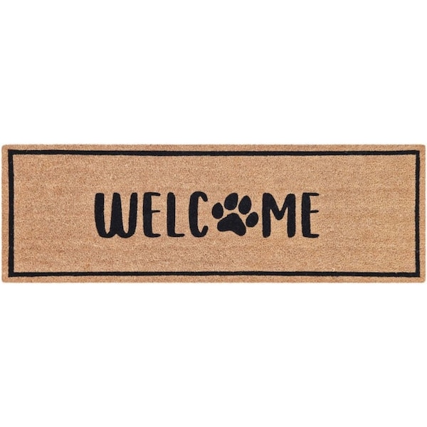 J.Elliot Home Paw Welcome 40x120cm Doormat Floor Rug PVC Backed Coir Rectangle