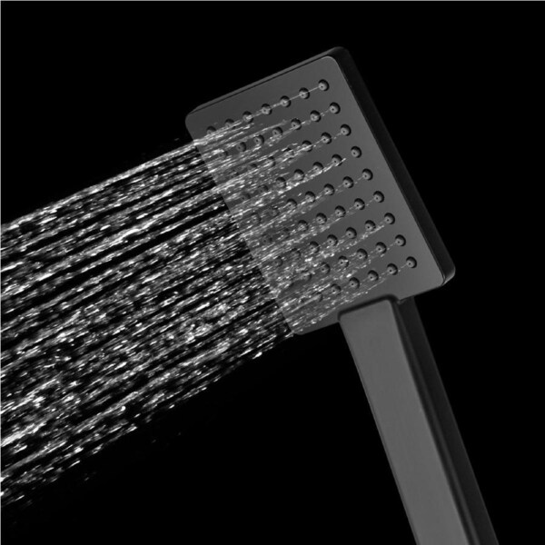 Bathroom Square Black ABS Plastic Hand Held Shower Rose Spray Head WELS