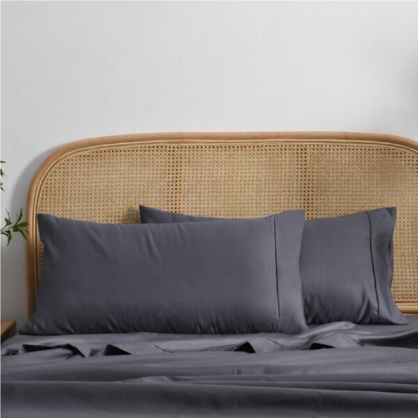 Dreamaker 1500TC Cotton Rich King Pillowcase Twin Pack Charcoal