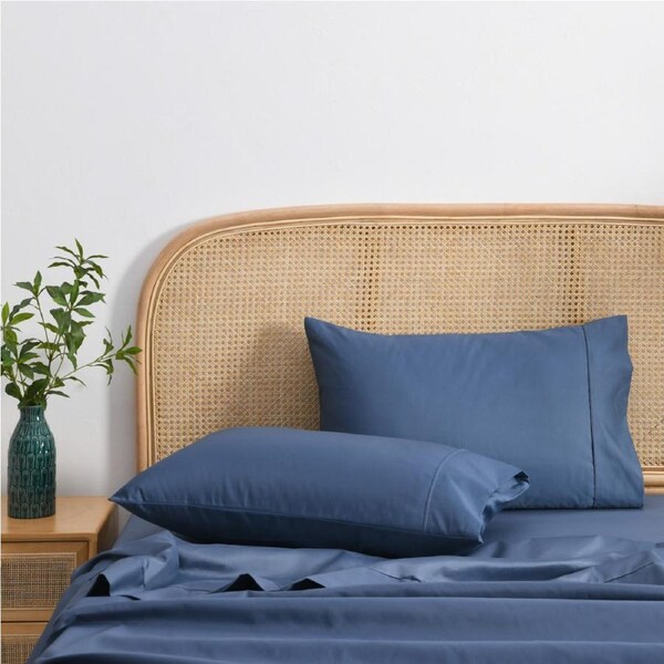 Dreamaker 1500TC Cotton Rich Standard Pillowcase Twin Pack Navy