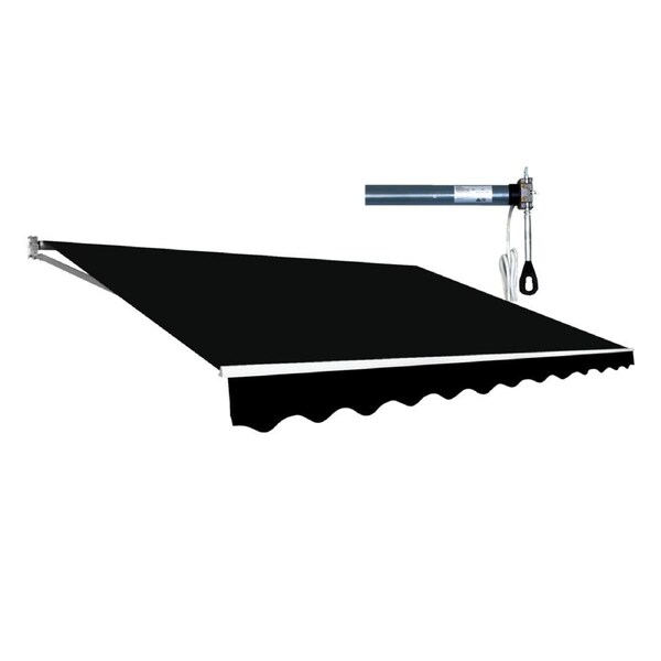 Motorised Outdoor Folding Arm Awning Retractable Sunshade Canopy Black 4.0m x 2.5m