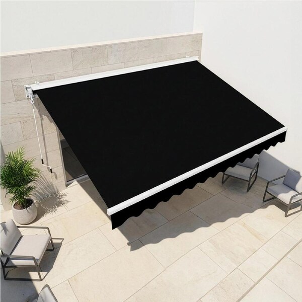 Motorised Outdoor Folding Arm Awning Retractable Sunshade Canopy Black 5.0m x 3.0m