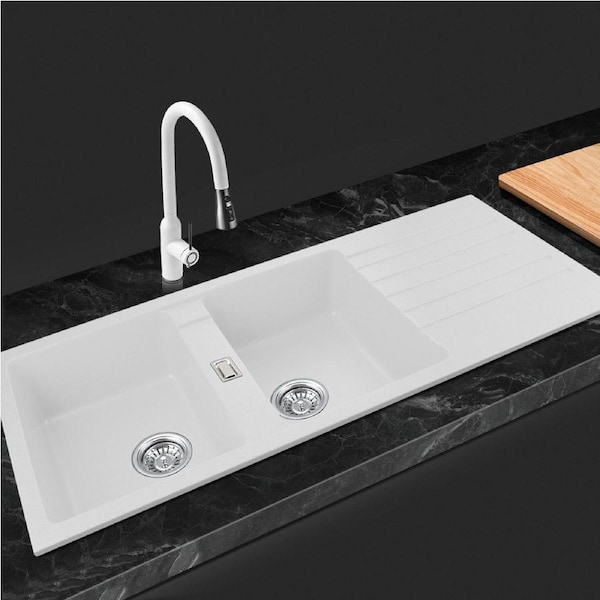 ACA Kitchen Sink 116x50CM Granite Stone Kitchen Sinks in White