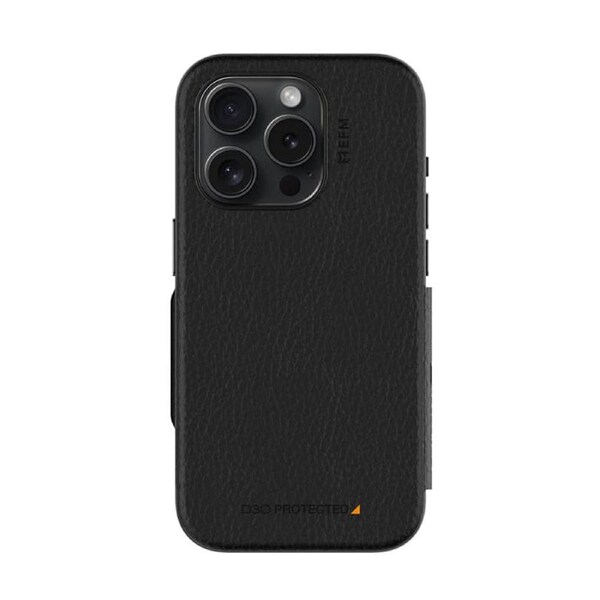 EFM Monaco E-leather Wallet Case Armour With D3O Plus Suits Iphone 15 Pro (6.1") - Black/Space Grey
