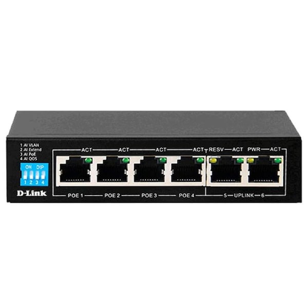 D-Link 6-Port 10/100/1000 Switch with 4 PoE Ports